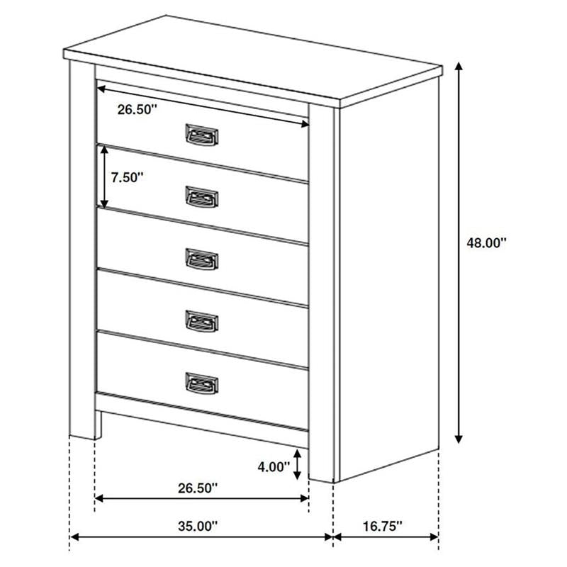 Frederick 5-drawer Chest Weathered Oak (222965)