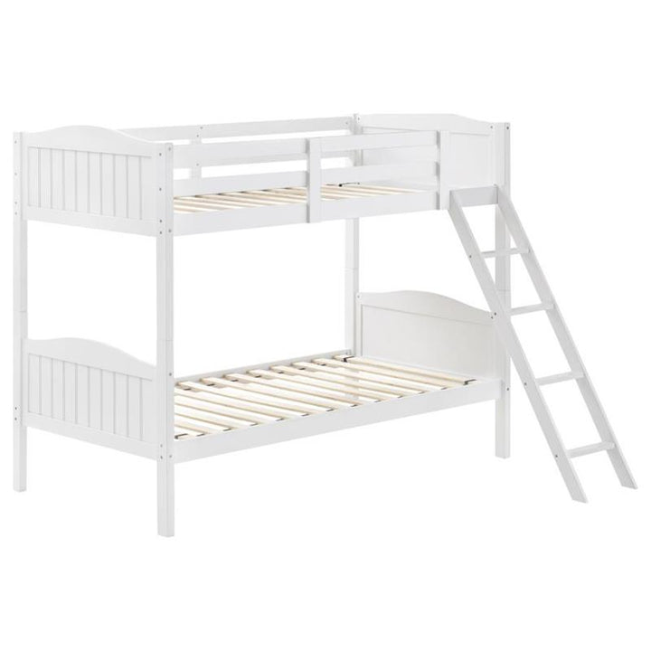Arlo Twin Over Twin Bunk Bed with Ladder White (405053WHT)