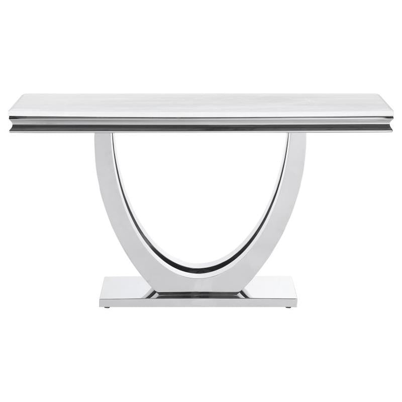 Kerwin U-base Rectangle Sofa Table White and Chrome (708539)