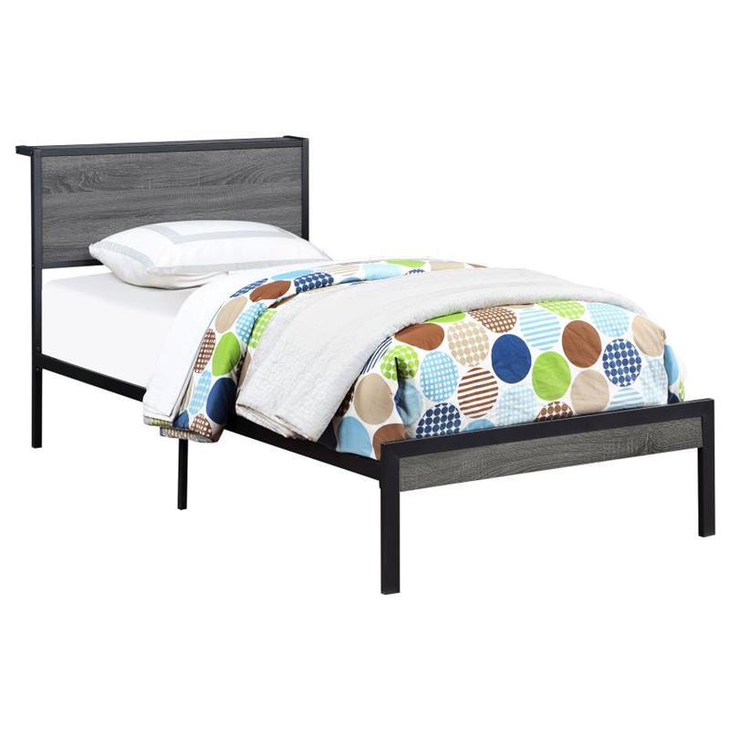 Ricky Twin Platform Bed Grey and Black (302143T)