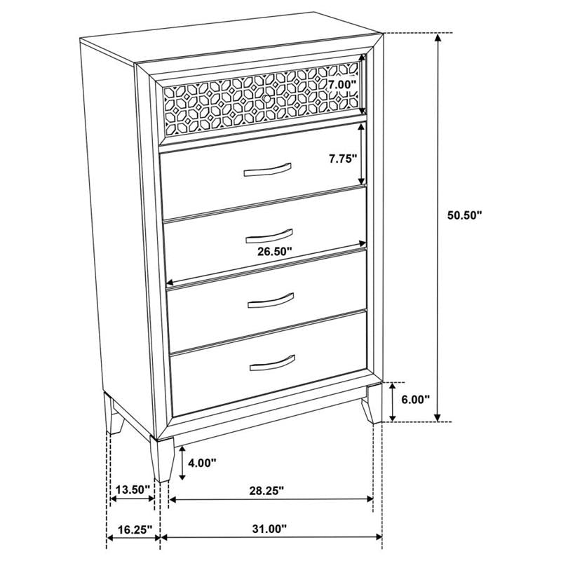 Valencia 5-drawer Chest Light Brown and Black (223045)