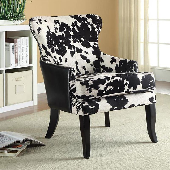 Trea Cowhide Print Accent Chair Black and White (902169)
