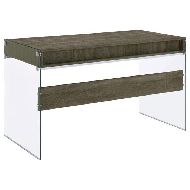 Dobrev 2-drawer Writing Desk Weathered Grey and Clear (800818)