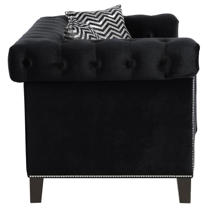 Reventlow Upholstered Tufted Living Room Set Black (505817-S3)