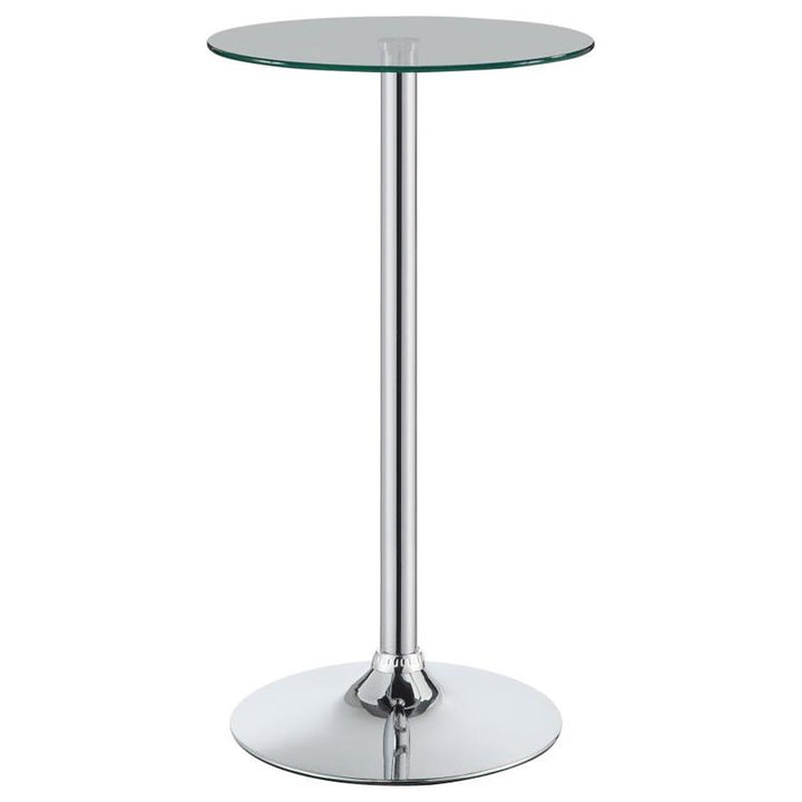 Abiline Glass Top Round Bar Table Chrome (120341)