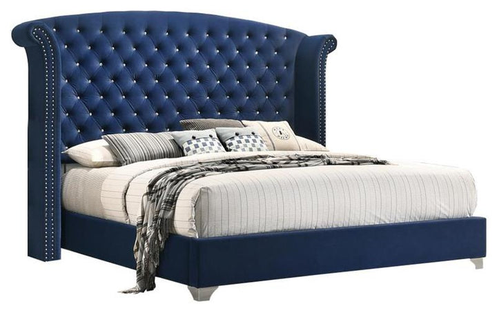 Melody 5-piece Queen Tufted Upholstered Bedroom Set Pacific Blue (223371Q-S5)