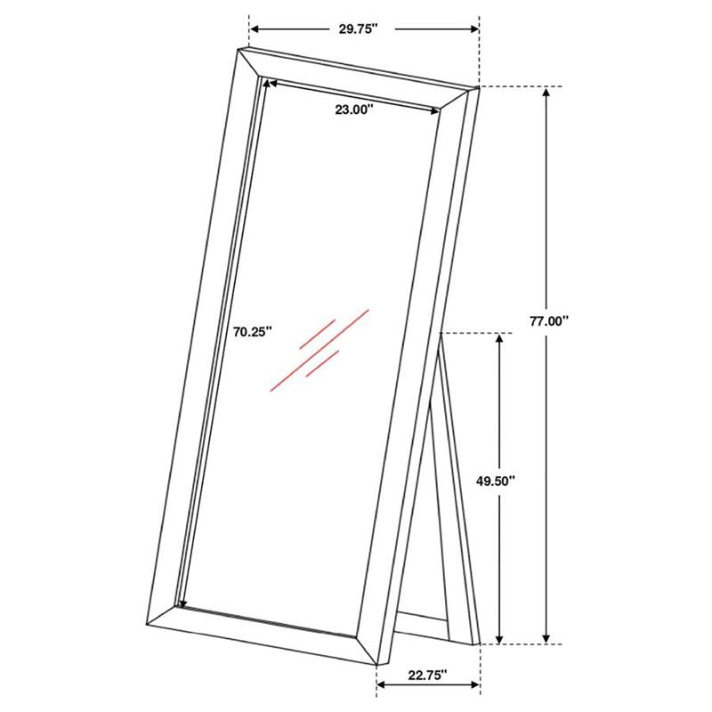 Phoenix Rectangular Standing Floor Mirror Black (200417)