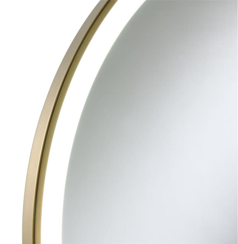 Jocelyn Round Table Top LED Vanity Mirror White Marble Base Gold Frame (960961)