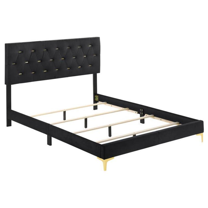 Kendall Tufted Panel California King Bed Black and Gold (224451KW)