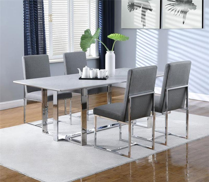 Annika 5-piece Rectangular Dining Set White and Chrome (109401-S5)