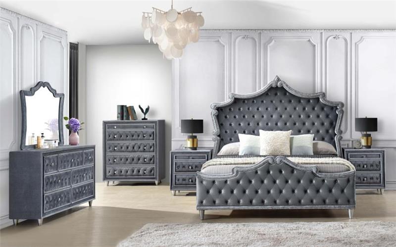 Antonella Upholstered Tufted Eastern King Bed Grey (223581KE)