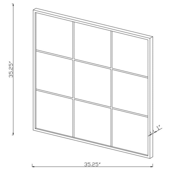 Quetzal Square Window Pane Wall Mirror Black (962894)