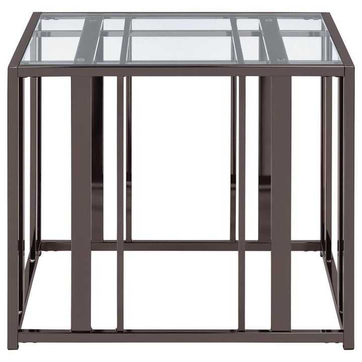 Adri Rectangular Glass Top End Table Clear and Black Nickel (708357)