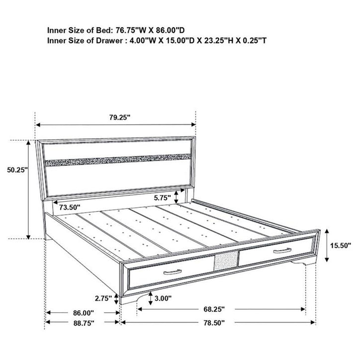 Miranda Platform Storage Bedroom Set (205111KW-S5)