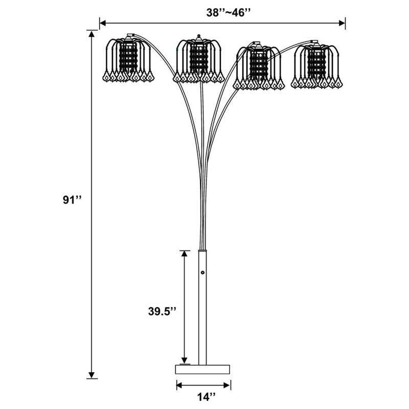 Maisel Floor Lamp with 4 Staggered Shades Black (1771N)