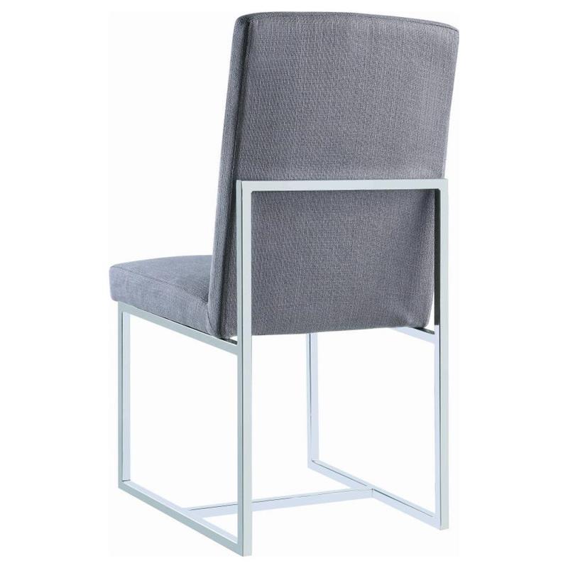 Mackinnon Upholstered Side Chairs Grey and Chrome (Set of 2) (107143)