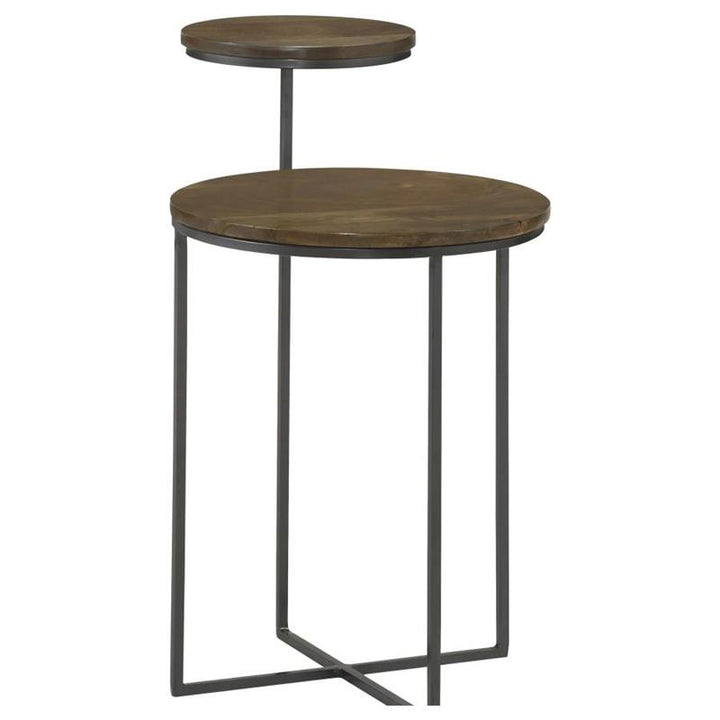 Yael Round Accent Table Natural and Gunmetal (935980)