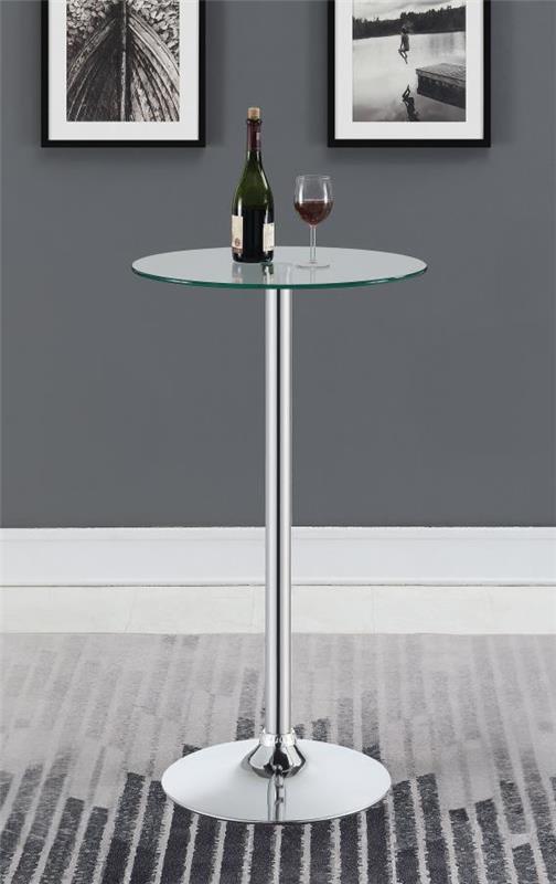 Abiline Glass Top Round Bar Table Chrome (120341)