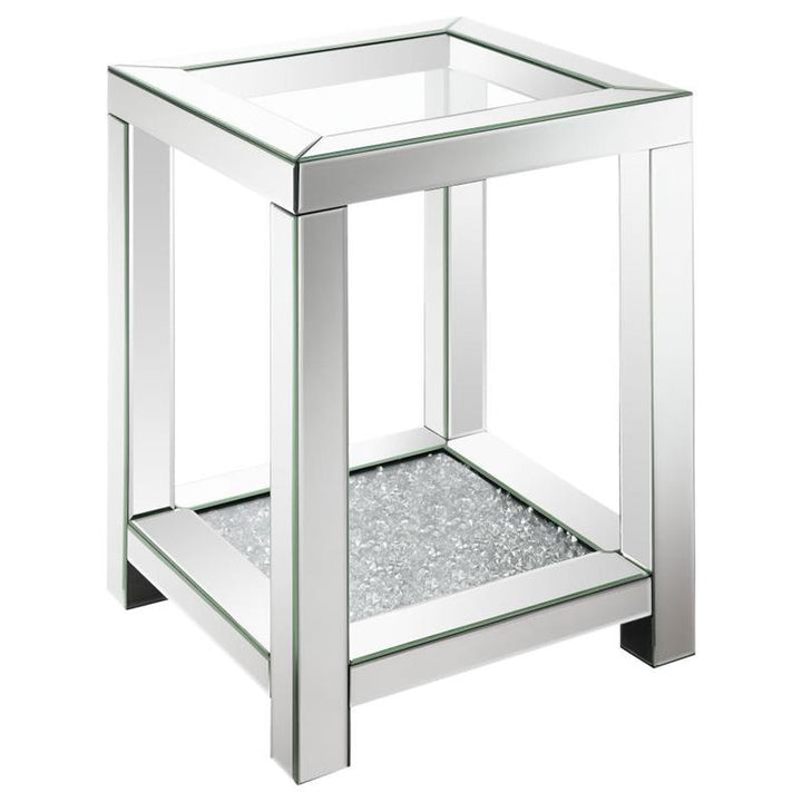 Valentina Square End Table with Glass Top Mirror (736217)