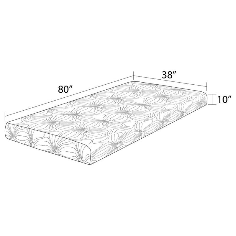 Key Twin Long Memory Foam Mattress White (350064TL)