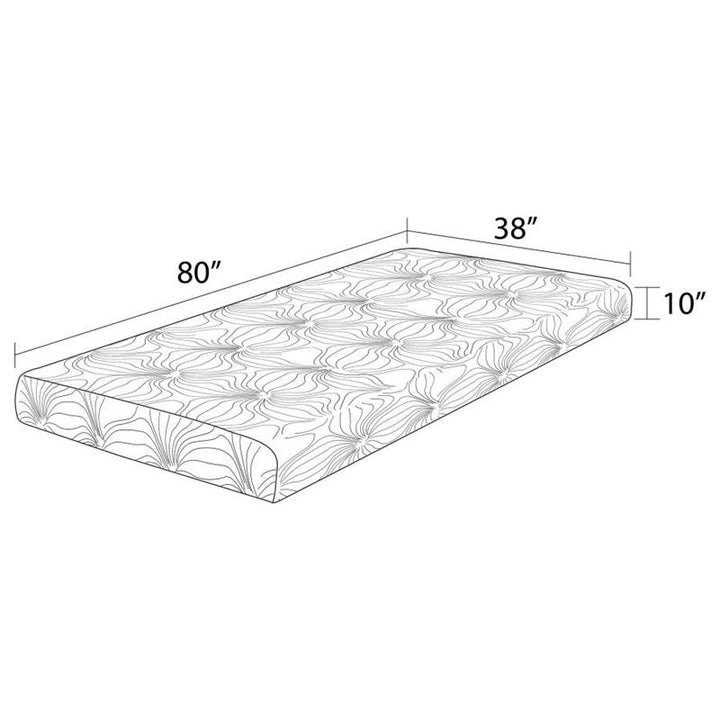 Key Twin Long Memory Foam Mattress White (350064TL)