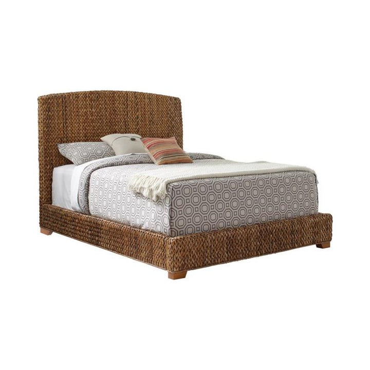 Laughton Hand-Woven Banana Leaf California King Bed Amber (300501KW)