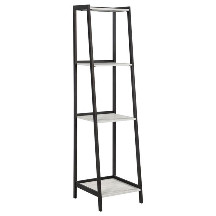 Pinckard 4-shelf Ladder Bookcase Grey Stone and Black (805802)