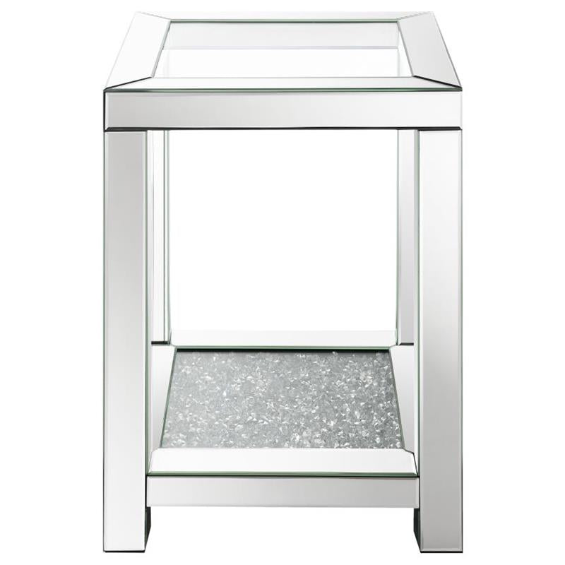 Valentina Square End Table with Glass Top Mirror (736217)