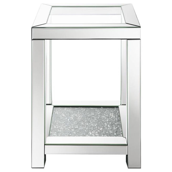 Valentina Square End Table with Glass Top Mirror (736217)