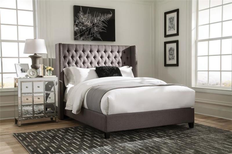 Bancroft Demi-wing Upholstered Full Bed Grey (301405F)