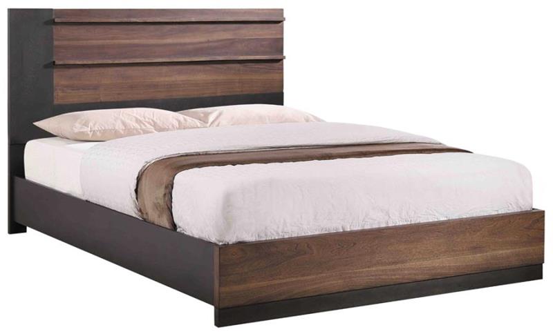 Azalia Rectangular Bed Black and Walnut (224281KW)