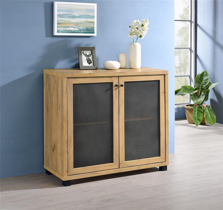 Mchale Accent Cabinet with Two Mesh Doors Golden Oak (951056)