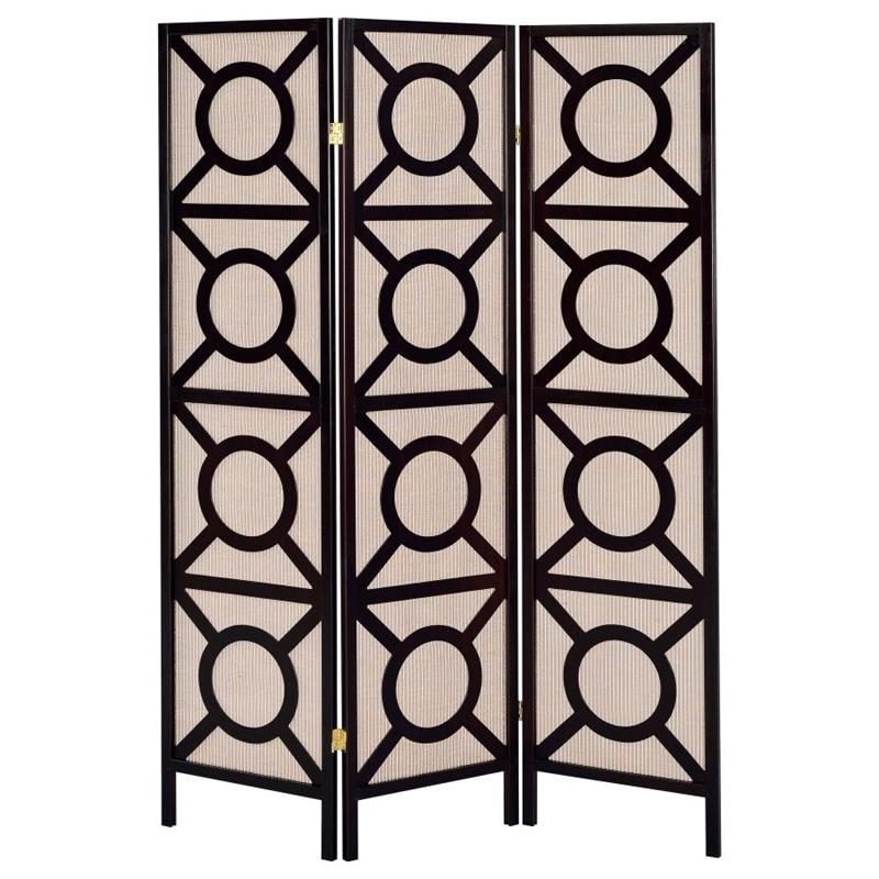 Vulcan 3-panel Geometric Folding Screen Tan and Cappuccino (900090)