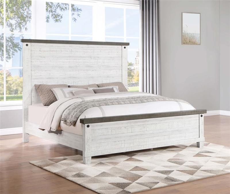 Lilith Queen Panel Bed Distressed Grey and White (224471Q)