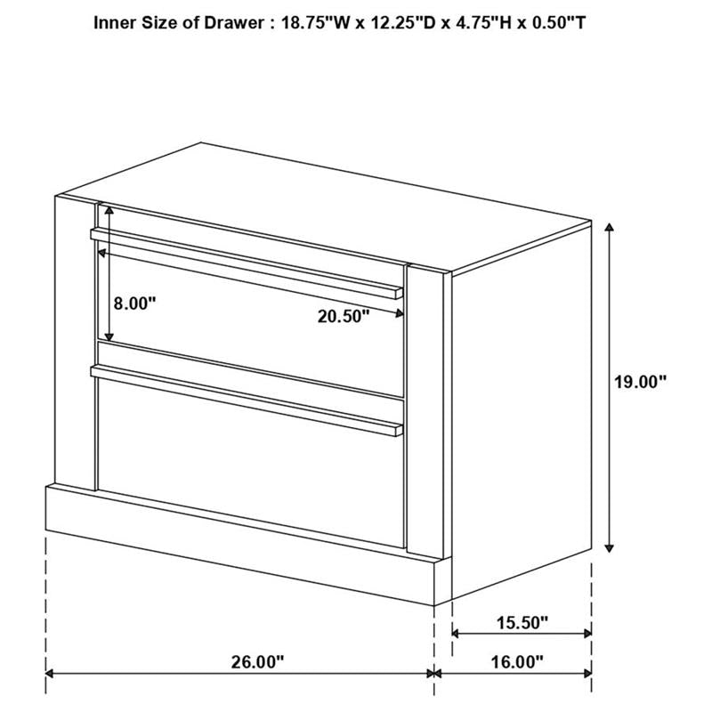 Azalia 2-drawer Nightstand Black and Walnut (224282)