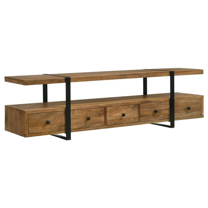 Otto 4-drawer Solid Wood 70" TV Stand Brown and Gunmetal (703243)