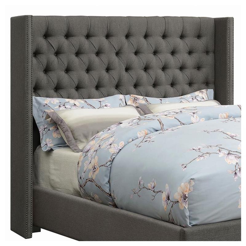 Bancroft Demi-wing Upholstered Queen Headboard Grey (301405QB1)