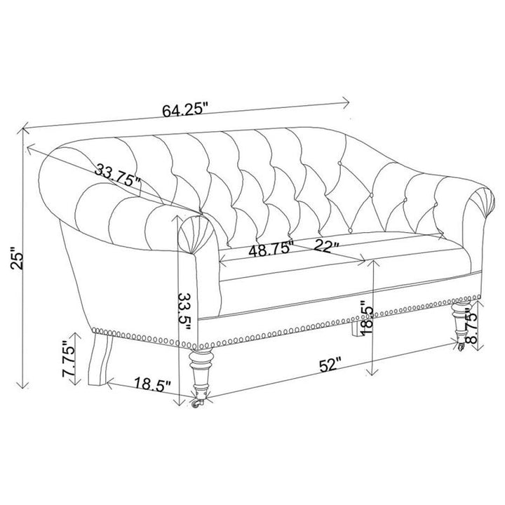 Billie Tufted Back Settee with Roll Arm Natural (902498)