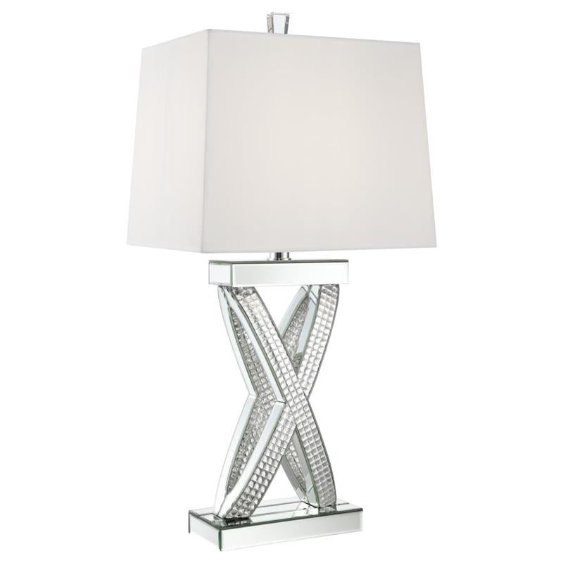 Dominick Table Lamp with Rectange Shade White and Mirror (923289)