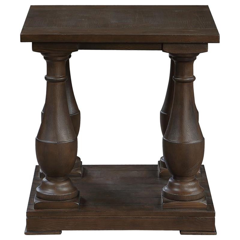 Walden Rectangular End Table with Turned Legs and Floor Shelf Coffee (753377)