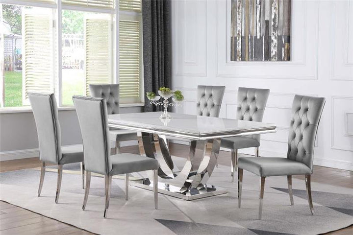 Kerwin 7-piece Dining Room Set Grey and Chrome (111101-S7G)