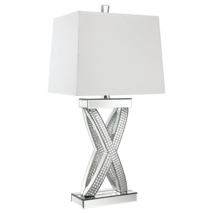 Dominick Table Lamp with Rectange Shade White and Mirror (923289)