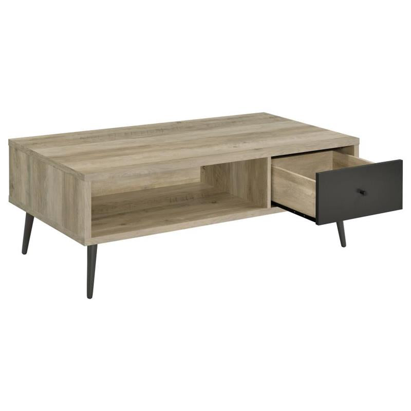Welsh1-drawer Rectangular Engineered Wood Coffee Table With Storage Shelf Antique Pine and Grey (701038)