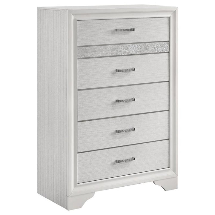 Miranda 5-drawer Chest White and Rhinestone (205115)