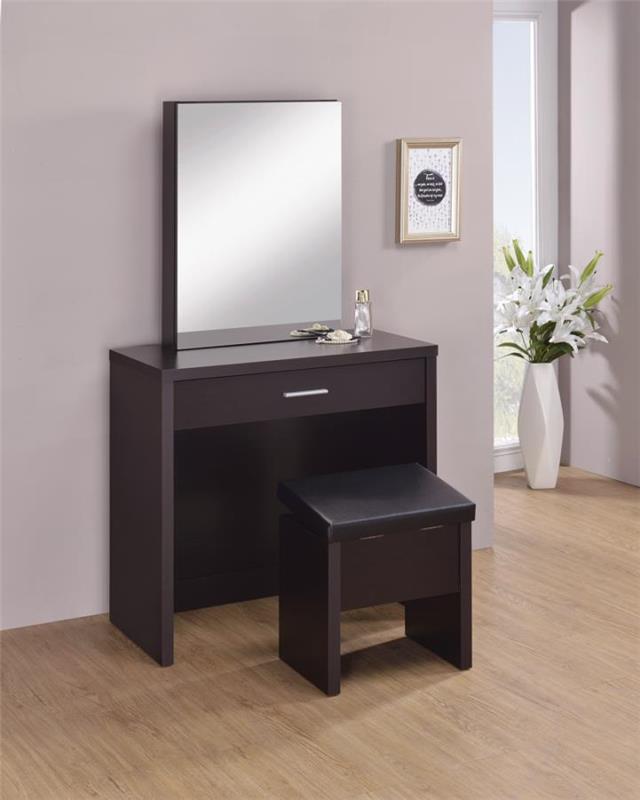 Harvey 2-piece Vanity Set with Lift-Top Stool Cappuccino (300289)