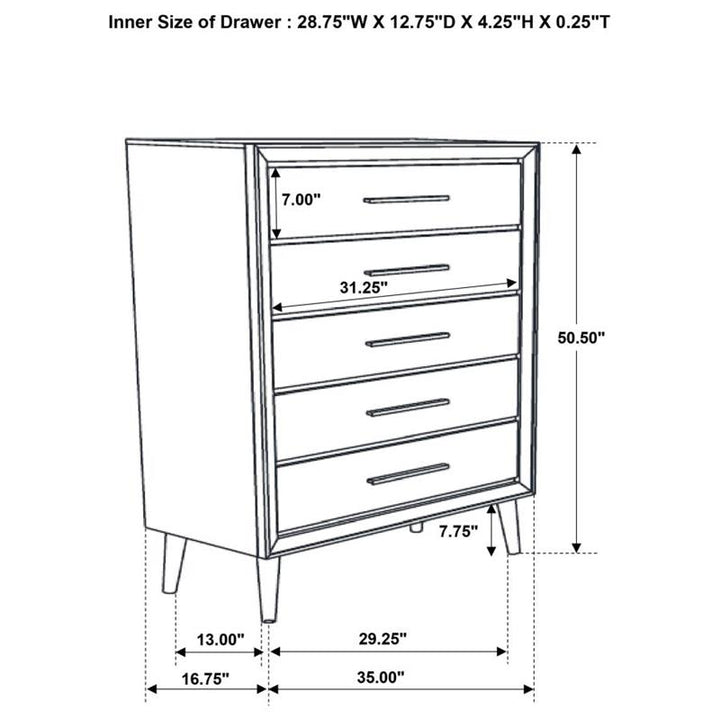 Ramon 5-drawer Chest Metallic Sterling (222705)