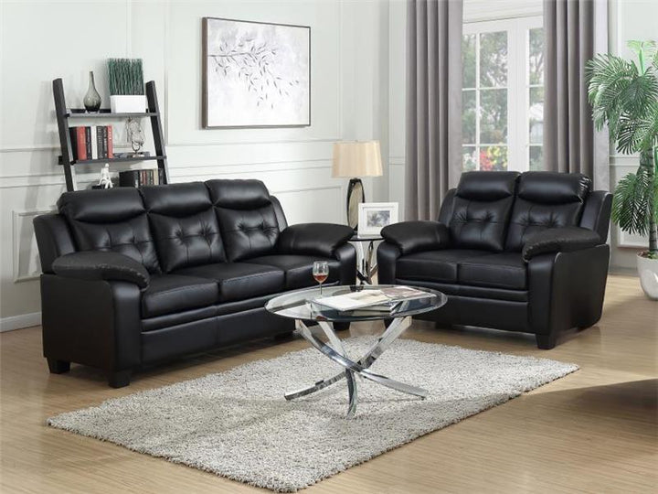 Finley Upholstered Pillow Top Arm Living Room Set Black (506551-S2)