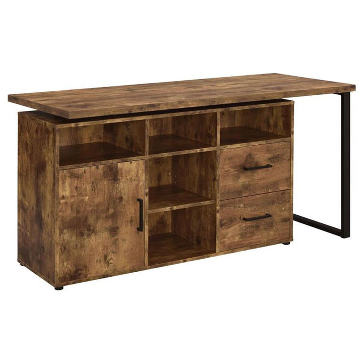 Hertford L-shape Office Desk with Storage Antique Nutmeg (804464)