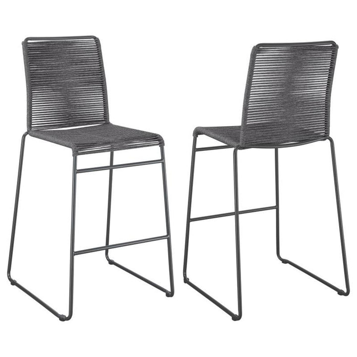Jerome Upholstered Bar Stools with Footrest (Set of 2) Charcoal and Gunmetal (192064)