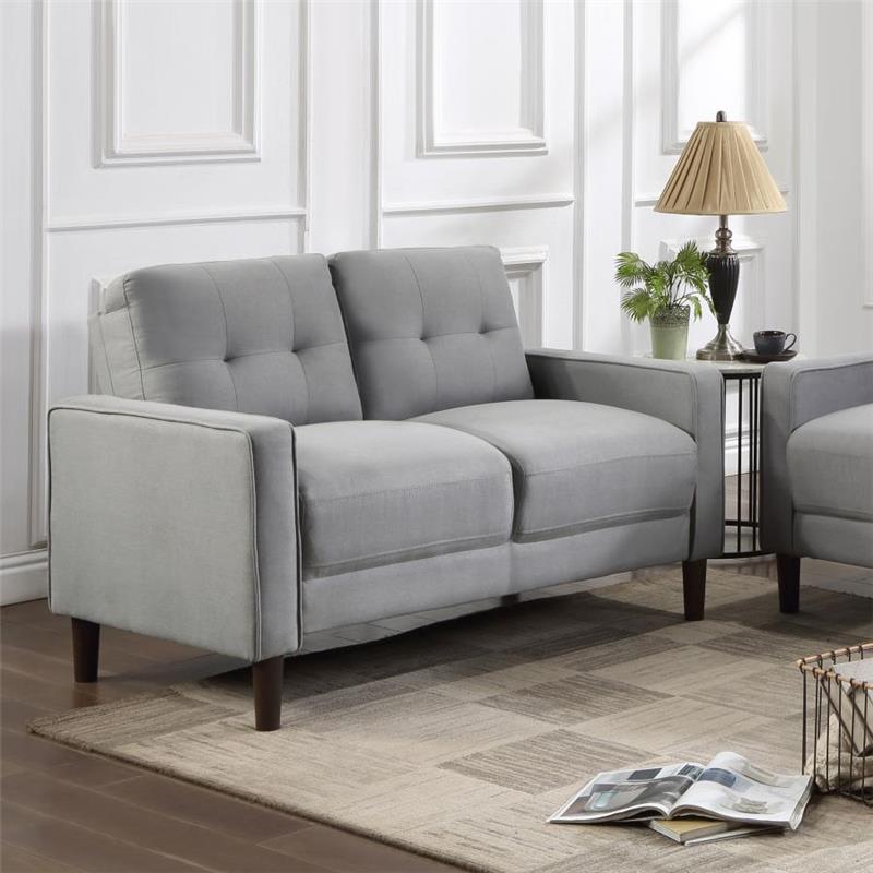 Bowen Upholstered Track Arms Tufted Loveseat Grey (506782)